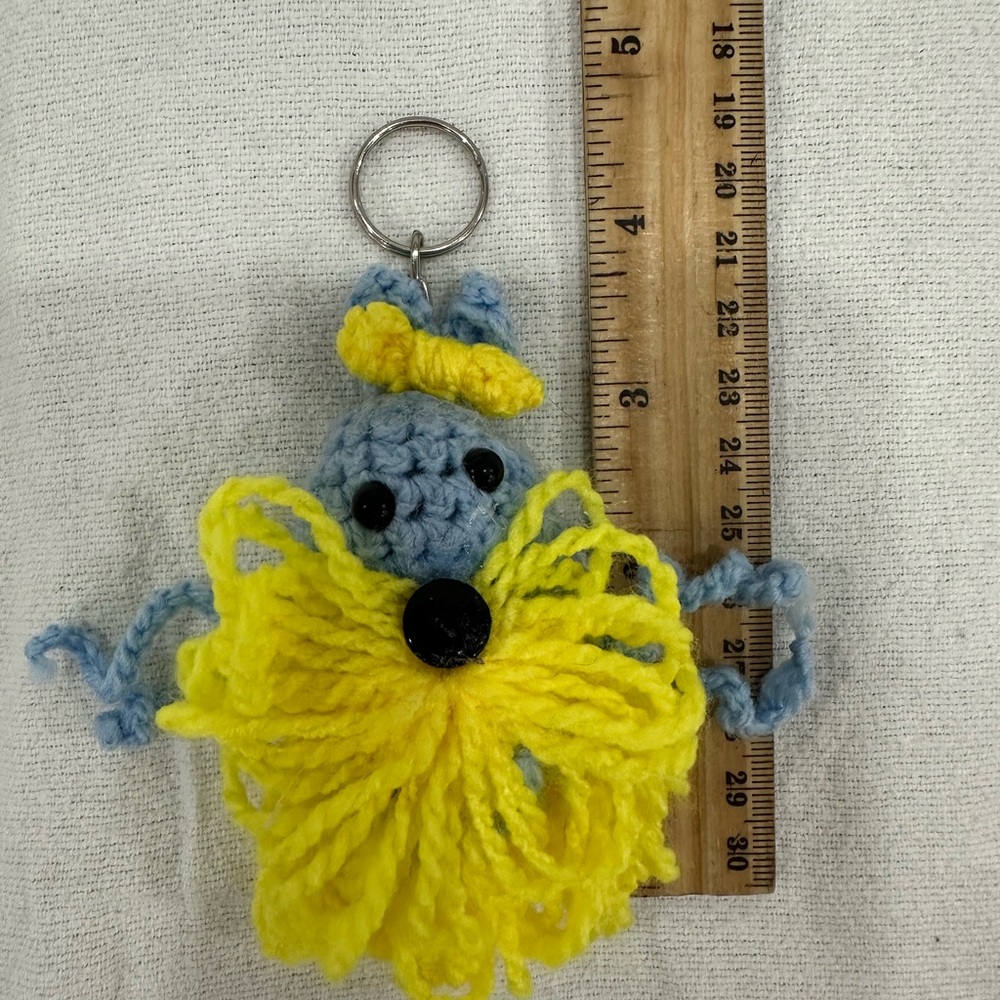 Crochet Keychain with Yellow and Blue Design